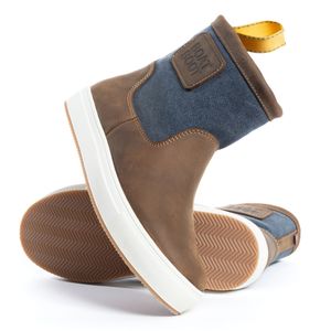 Hovedbilde LOWCUT BROWN LEATHER & NAVY CANVAS